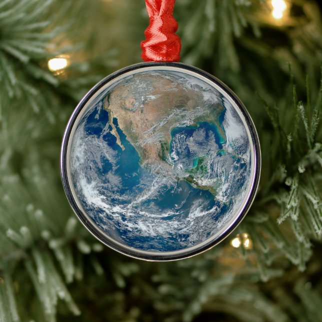 Voller Erde mit Nordamerika und Mexiko. Ornament Aus Metall (Baum)