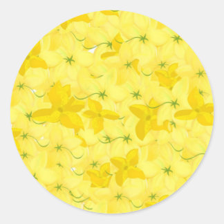 Voller gelber Blumenrausch Runder Aufkleber