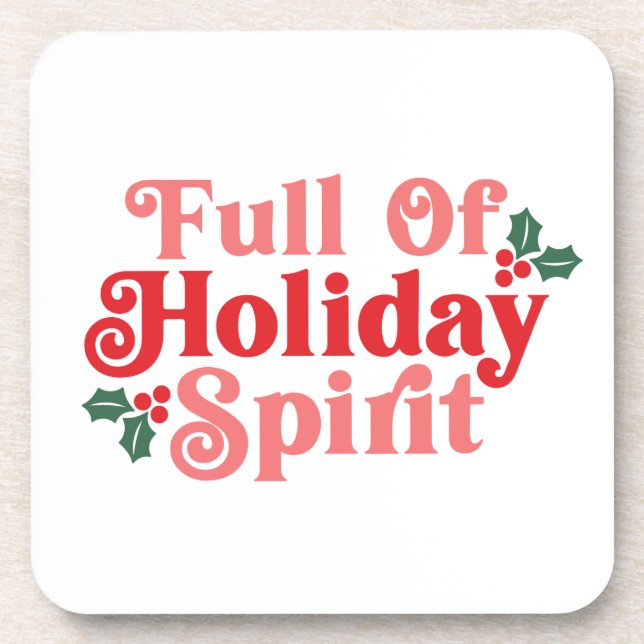 Voller Holiday Spirit - festliche Typografie Getränkeuntersetzer (Vorderseite)