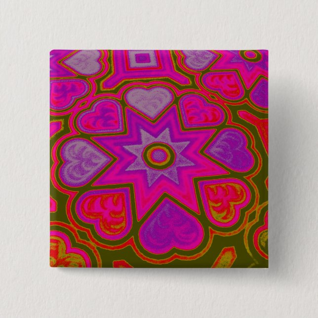 Voller Liebe Quadratischer Knopf Button (Vorderseite)