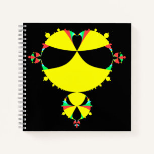 Voller Mandelbrot Set Pop Art Black and Yellow Notizbuch