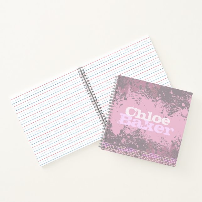 Voller Name mutierte lila, graue, rosa Mädchen Notizbuch (Innenseite)