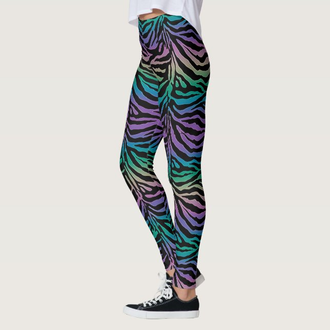 Voller Spektrum-Regenbogenzebra-Tierdruck-Leggings Leggings (Links)