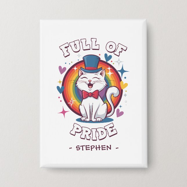 Voller Stolz | LGBTQ Cat Pride Button (Vorderseite)