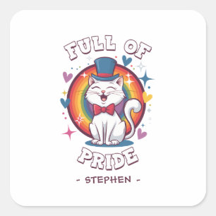 Voller Stolz LGBTQ Cat Pride Quadratischer Aufkleber