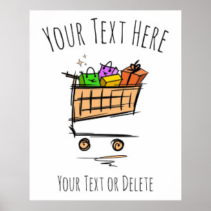 Voller Warenkorb/Wagenwagen/Winterverkauf. Werbeak Poster