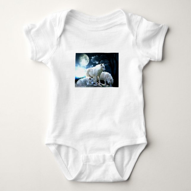 Voller Wolf-Mond Baby Strampler (Vorderseite)