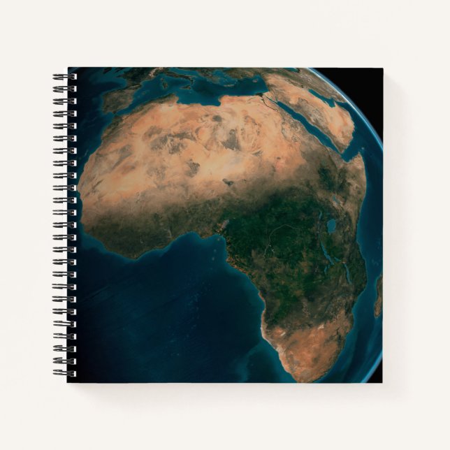 Vollerde aus dem Weltraum über dem afrikanischen K Notizbuch (Vorderseite)