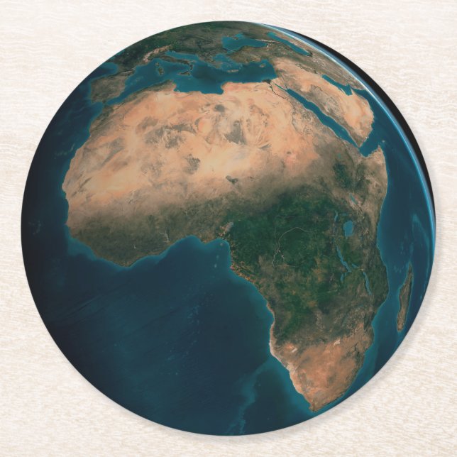 Vollerde aus dem Weltraum über dem afrikanischen K Runder Pappuntersetzer (Vorderseite)