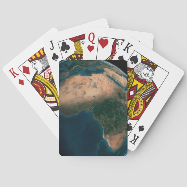 Vollerde aus dem Weltraum über dem afrikanischen K Spielkarten (Rückseite)