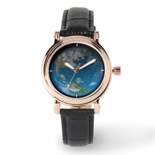 Vollerde mit Nord- und Südamerika. Armbanduhr