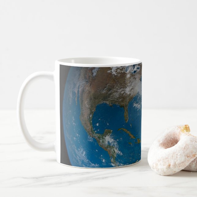 Vollerde mit Nord- und Südamerika. Kaffeetasse (Mit Donut)