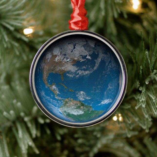 Vollerde mit Nord- und Südamerika. Ornament Aus Metall (Baum)