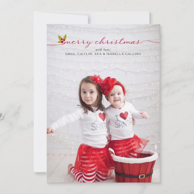 Volles Foto Frohe Weihnachten Holly und Berries (Vorderseite)