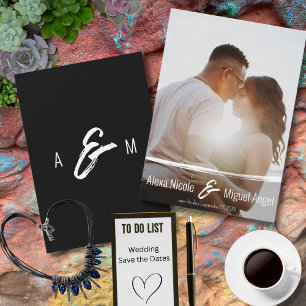 Volles Foto Minimalistische bemalte Hochzeit Save The Date