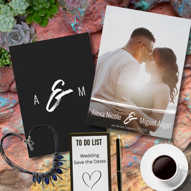 Volles Foto Minimalistische bemalte Hochzeit Save The Date (Von Creator hochgeladen)