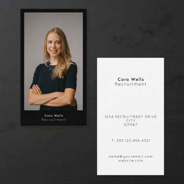Volles Foto, modernes Schwarz Visitenkarte (Full photo, modern black frame business card.)