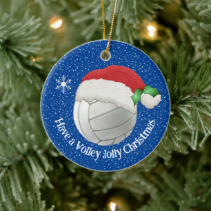 Volley-ball en Santa Hat Design Ornement