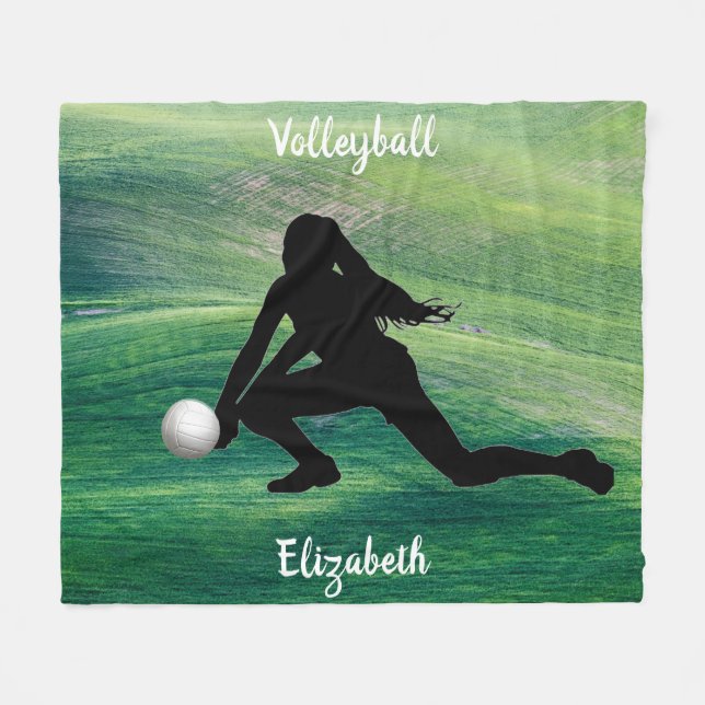 Volley-ball féminin sur couverture en polaire vert (Devant (Horizontal))