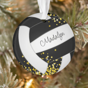 volley-ball noir avec de minuscules étoiles dorées