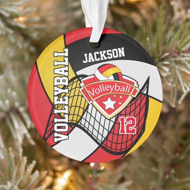 Volley-ball rouge, noir, blanc et or 🏐 2 (Arbre)