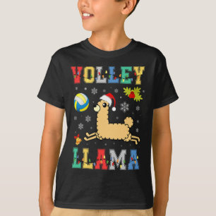 Volley Llama Lover Volleyball Lover Weihnachtsmann T-Shirt
