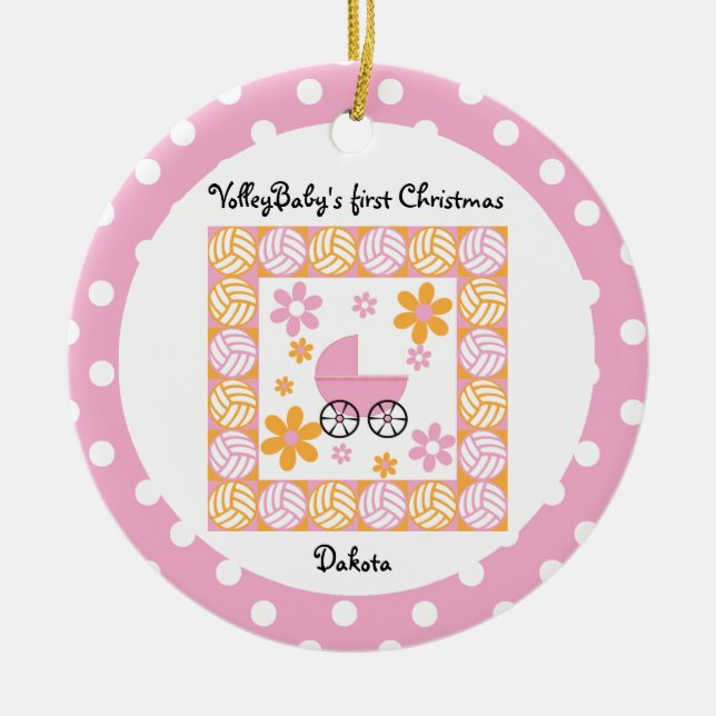 VolleyBaby First Christmas Pink Ornament (Vorne)