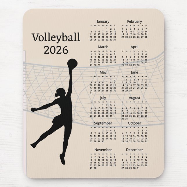 Volleyball 2026 Kalender Mousepad (Vorne)