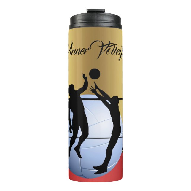 Volleyball 2 Spieler und Ball elegant personalisie Thermosbecher (Vorderseite)