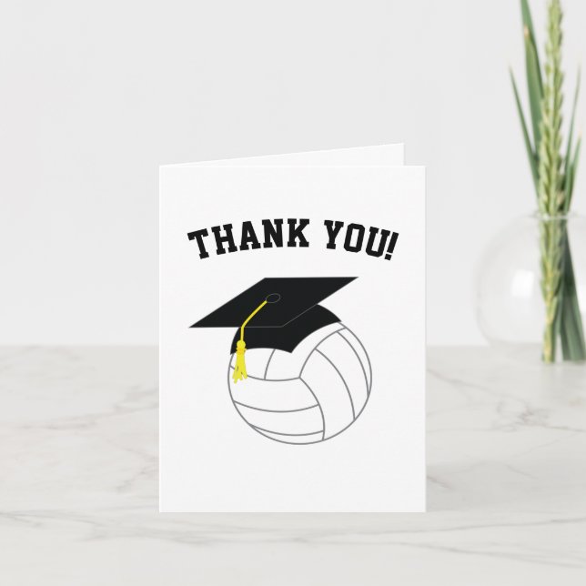 Volleyball Abschluss Sport Schwarz-weiß Dankeskarte (Vorderseite)