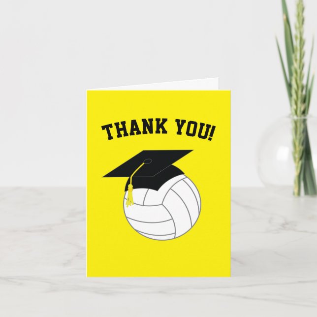 Volleyball Abschluss Sportgelb Dankeskarte (Vorderseite)