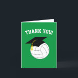 Volleyball Abschluss Sportgrün Dankeskarte<br><div class="desc">Feiern Sie Ihren Absolvent mit diesem Sport-Thema Volleyball Abschluss Ankündigung,  Einladung und Party Dekoration in Grün! Ideal für einen Absolventen der Oberstufe,  Uni oder 8. Klasse,  der Fußball und Sport liebt!</div>