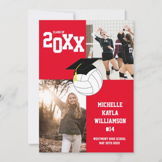 Volleyball Abschluss Sportrote Ankündigung (Vorderseite)