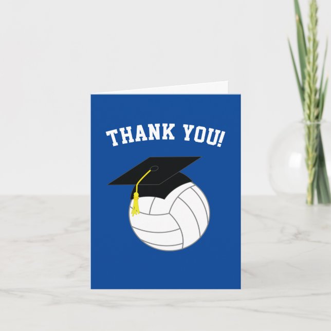 Volleyball Abschluss Sports Blue Dankeskarte (Vorderseite)