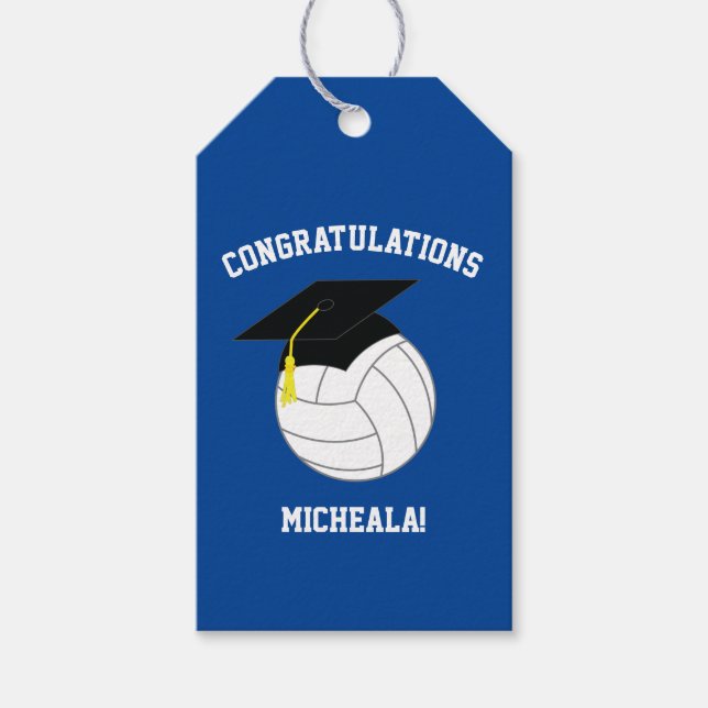 Volleyball Abschluss Sports Blue Geschenkanhänger (Vorderseite)