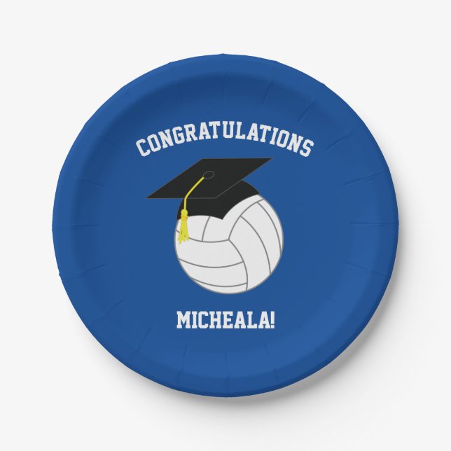 Volleyball Abschluss Sports Blue Pappteller (Vorderseite)