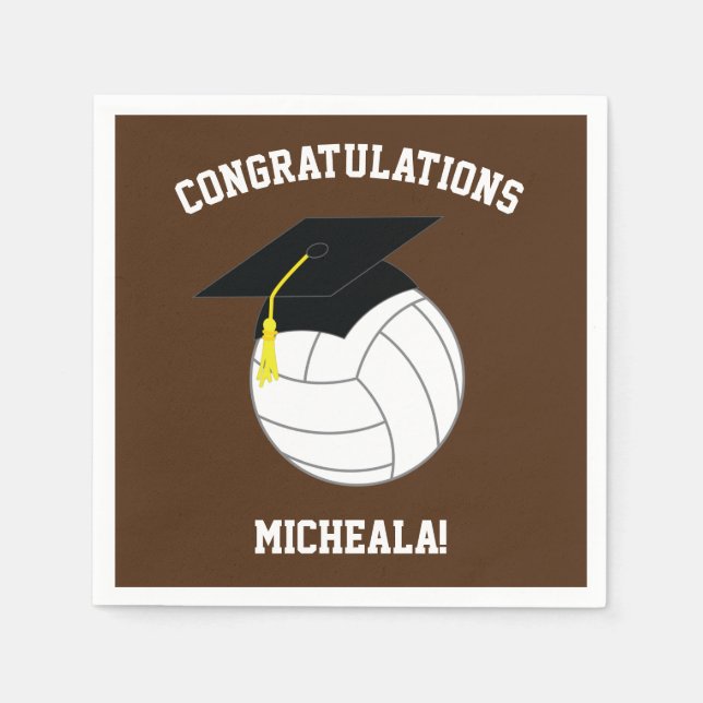 Volleyball Abschluss Sports Brown Serviette (Vorderseite)