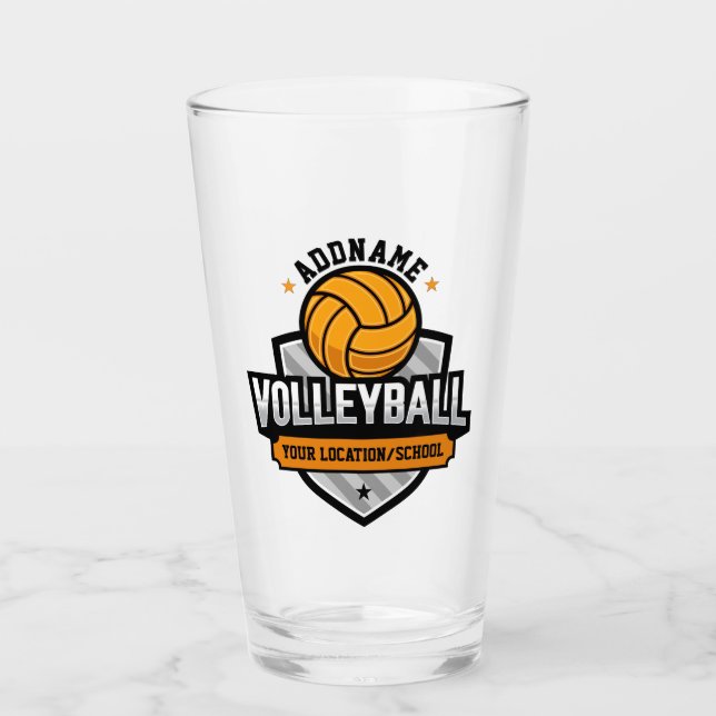 Volleyball ADD TEXT School Varsity Team Player Glas (Vorderseite)