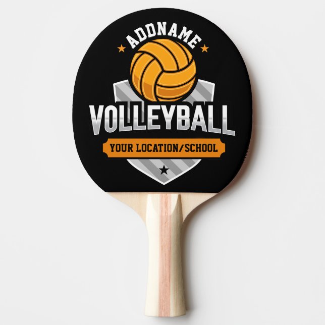 Volleyball ADD TEXT School Varsity Team Player Tischtennis Schläger (Vorderseite)