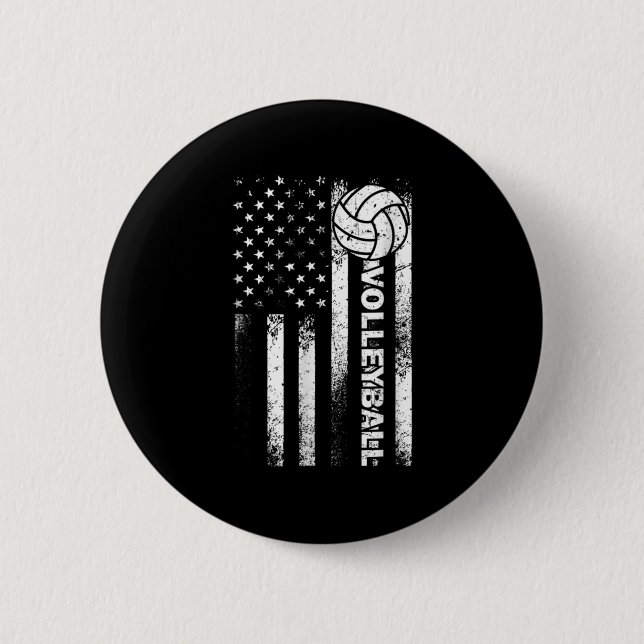 Volleyball American Flag  Fun USA Patriotic Athlet Button (Vorderseite)