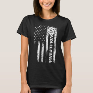 Volleyball American Flag Fun USA Patriotic Athlet T-Shirt