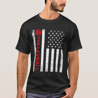 Volleyball-Amerikanisches Flag Volleyball-Team T-Shirt
