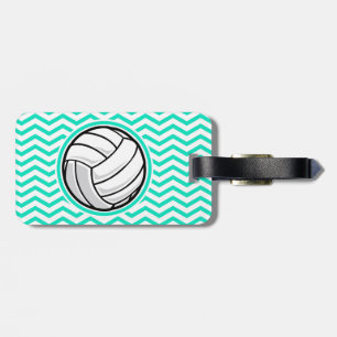 Volleyball; Aqua Green Zickzack Gepäckanhänger