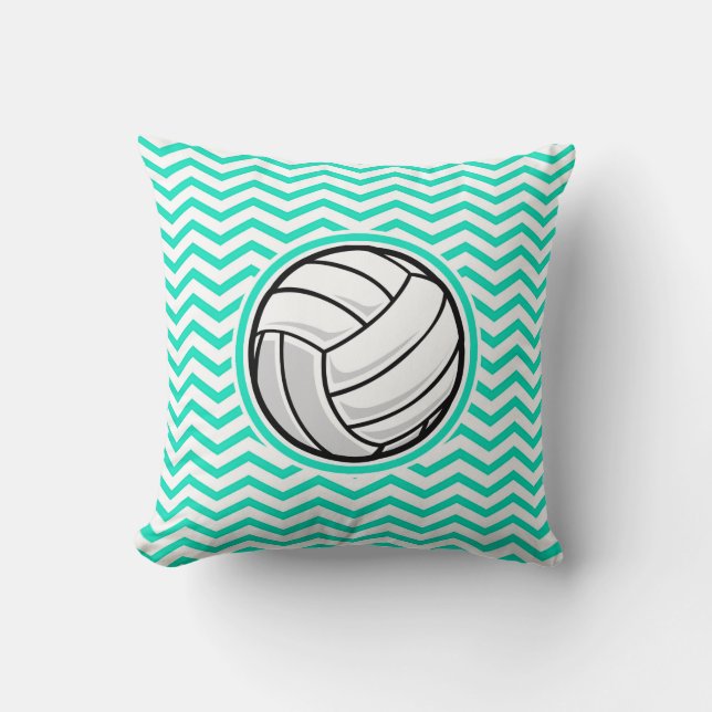 Volleyball; Aqua Green Zickzack Kissen (Vorderseite)