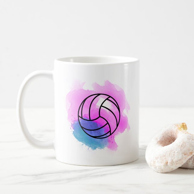 Volleyball-Aquarell Kaffeetasse (Mit Donut)