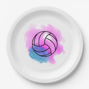 Volleyball-Aquarell Pappteller