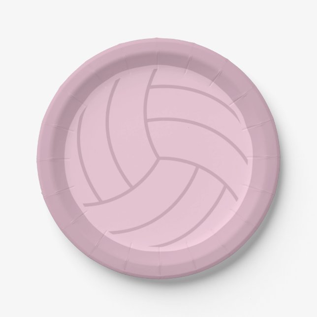 Volleyball Art Pink oder CUSTOM FARBE Pappteller (Vorderseite)