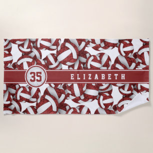 Volleyball-Athleten Maroon weiß Custom Team Farben Strandtuch