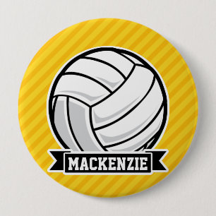 Volleyball auf Gelben Streifen Button