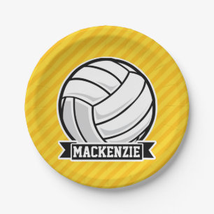 Volleyball auf Gelben Streifen Pappteller